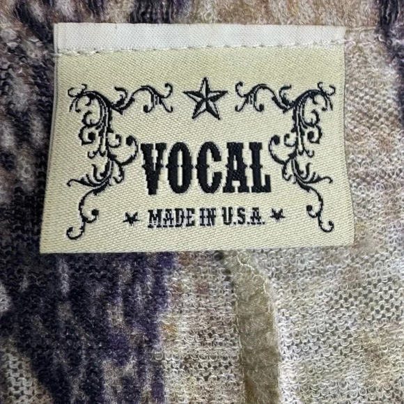 Vtg Y2K Vocal Grunge Sublimation Embellished Tunic XL Cream Black Animal Print - Picture 6 of 8